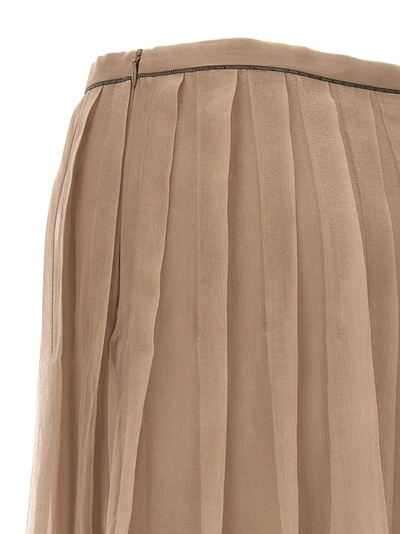 Shop Brunello Cucinelli Silk Tulle Skirt Skirts Beige