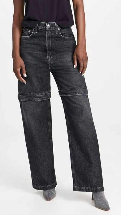 Shop Agolde Risha Zip Utility Jean In Sin In Grey