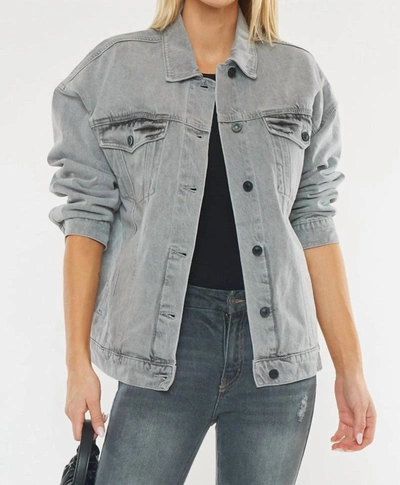 Shop Kancan Kit Oversized Denim Jacket In Gray In Grey