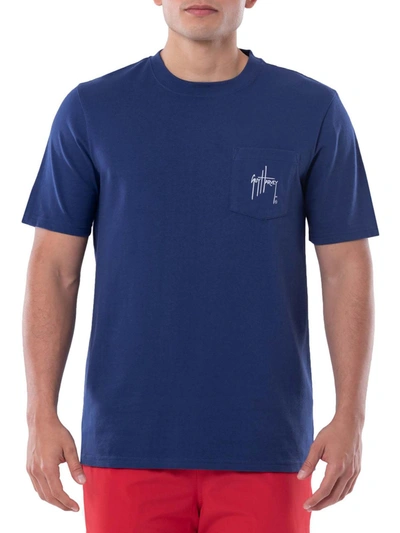 Shop Guy Harvey Mens Cotton Graphic T-shirt In Blue