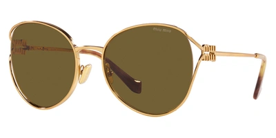 Shop Miu Miu Women's 58mm Gold Brass Sunglasses In Multi