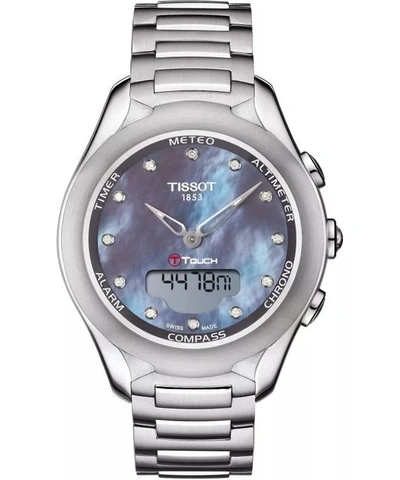 Shop Tissot Women's T-touch Sol 38mm Quartz Watch In Silver