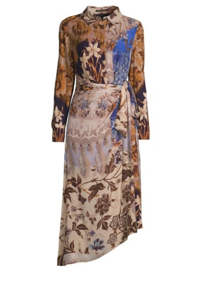 Shop Kobi Halperin Sadie Garden Patchwork Dress In Brown