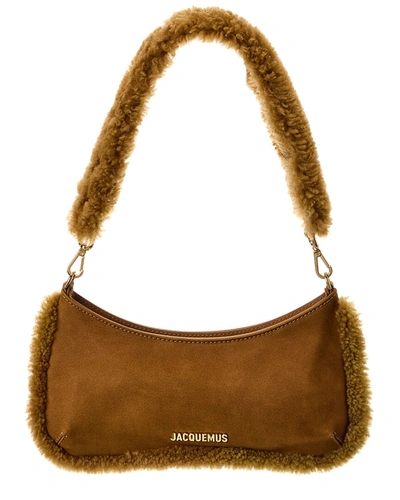 Shop Jacquemus Le Bisou Suede & Shearling Shoulder Bag In Brown