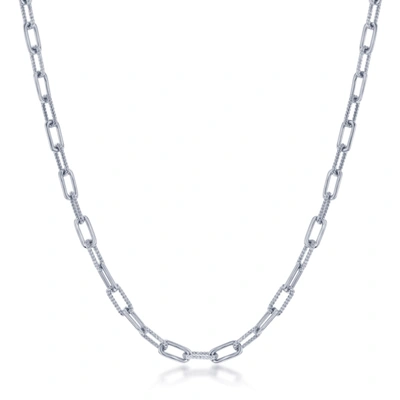 Simona Sterling Silver Or Gold Plated Over Sterling Silver Polished Rope Design Paperclip Necklace In Silver