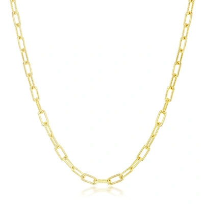 Simona Sterling Silver Or Gold Plated Over Sterling Silver Polished Rope Design Paperclip Necklace In Gold