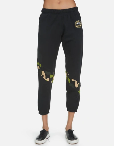 Shop Lauren Moshi Abra Lip Sweatpants In Black/camo