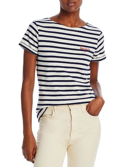 Shop Maison Labiche Womens Embroidered Boatneck T-shirt In White