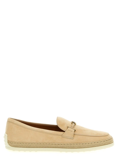 Shop Tod's Suede Loafers Beige