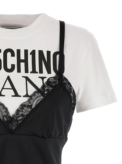 Shop Mo5ch1no Jeans Top Insert T-shirt White/black