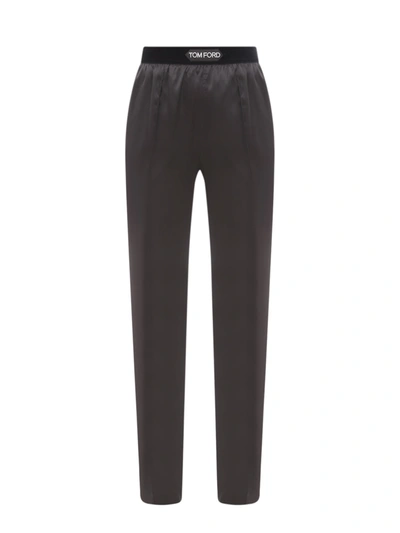 Shop Tom Ford Silk Trouser With Velvet Waistband