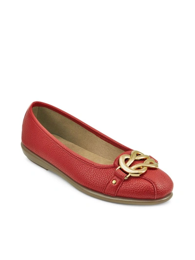 Shop Aerosoles Big Bet Womens Faux Leather Slip On Flats In Red