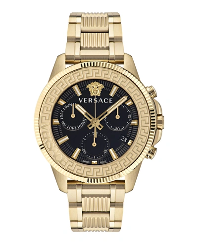 Shop Versace Greca Action Chrono Bracelet Watch In Gold