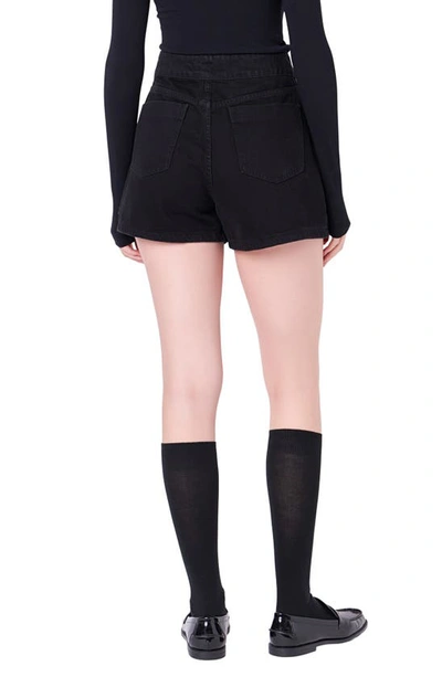 Shop English Factory Button Fly Denim Shorts In Black