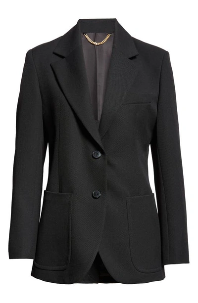 Victoria Beckham Patch Pocket Wool Blend Blazer In Black