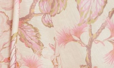 Shop Zimmermann Matchmaker Crystal Embellished Belted Linen & Silk Organza Minidress In Coral Hibiscus