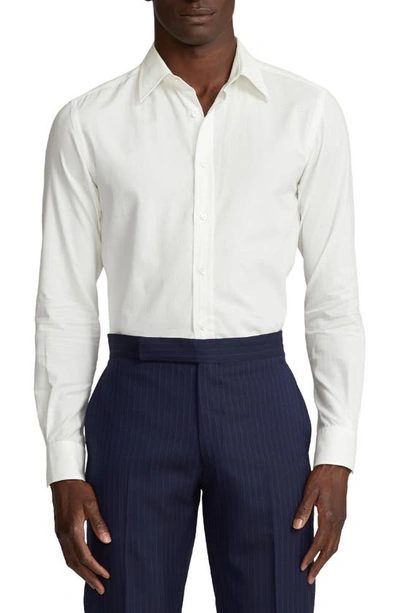 Shop Ralph Lauren Purple Label Aston Cotton Poplin Button-up Shirt In White