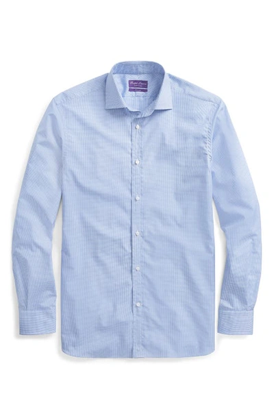 Shop Ralph Lauren Purple Label Aston Mini Gingham Cotton Poplin Button-up Shirt In Sky Blue And White