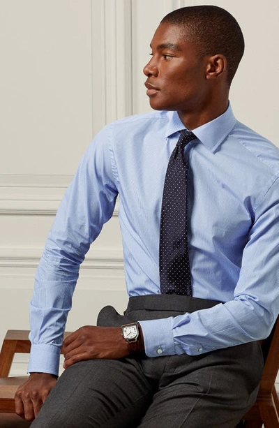 Shop Ralph Lauren Purple Label Aston Mini Gingham Cotton Poplin Button-up Shirt In Sky Blue And White