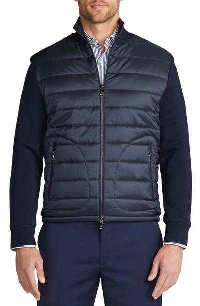 Shop Ralph Lauren Purple Label Quilted Nylon & Wool Knit Jacket In Classic Chairman Navy