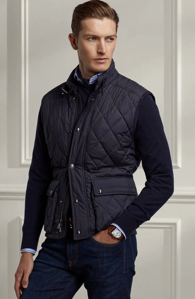 Shop Ralph Lauren Purple Label Quilted Nylon & Wool Knit Jacket In Classic Chairman Navy
