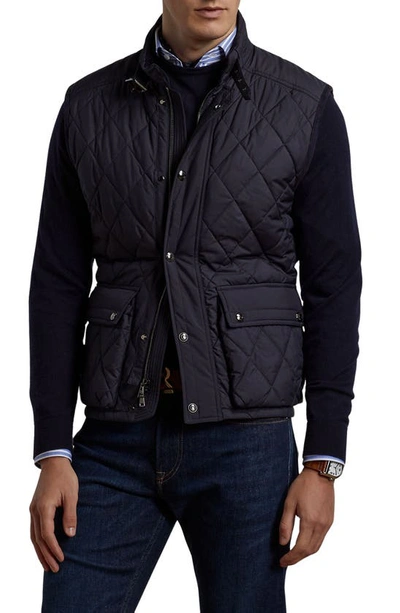 Shop Ralph Lauren Purple Label Leyland Diamond Quilted Vest In Classic Chairman Navy