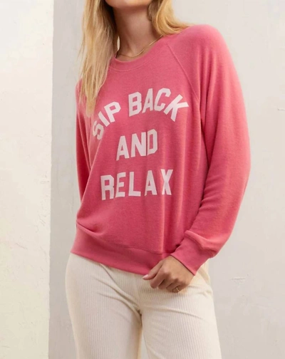 Shop Z Supply Cassie Sip Back Long Sleeve Top In Pink Rose