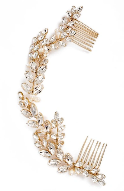 Shop Brides And Hairpins Abrielle Crystal & Pearl Headpiece In Gold