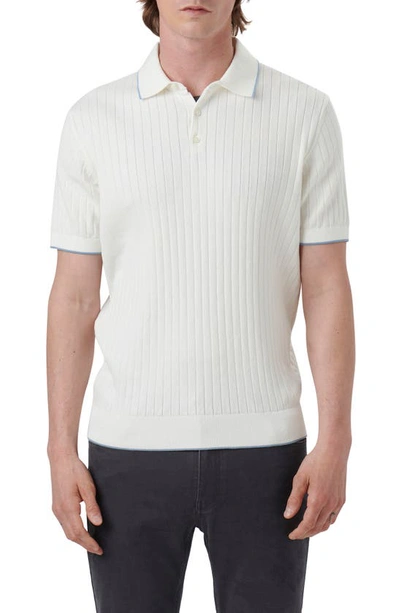 Shop Bugatchi Ribbed Polo Sweater In Chalk