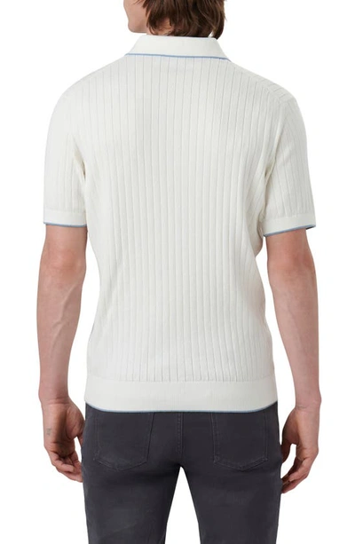 Shop Bugatchi Ribbed Polo Sweater In Chalk