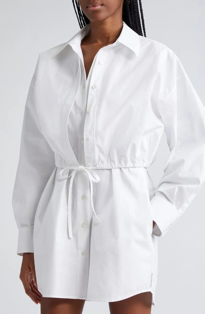 Shop Alexander Wang Layered Long Sleeve Mini Shirtdress In White