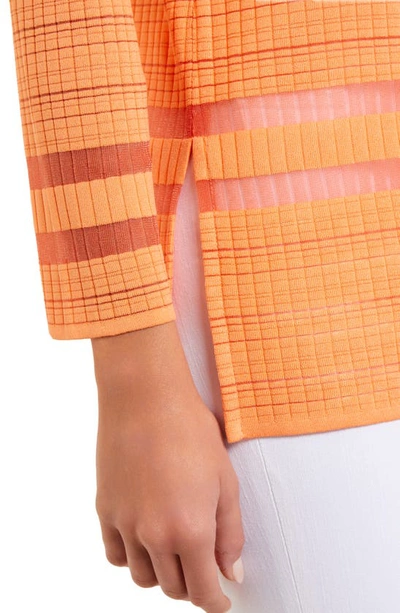 Shop Misook Burnout Stripe Sweater In Citrus Blossom