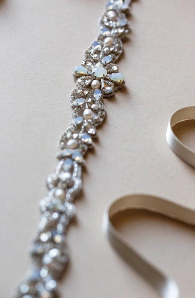 Brides And Hairpins Keva Crystal Sash In Silver