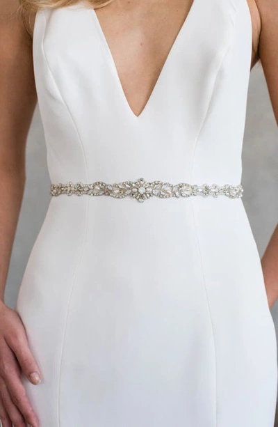 Brides And Hairpins Keva Crystal Sash In Silver