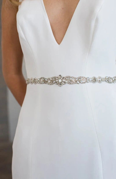 Brides And Hairpins Keva Crystal Sash In Silver