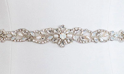 Brides And Hairpins Keva Crystal Sash In Silver