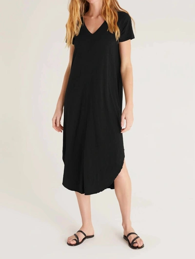 Shop Z Supply Short Sleeve Reverie Dress In Black