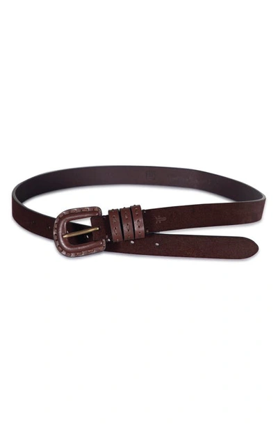 Shop Frye Topstitched Leather Belt In Brown