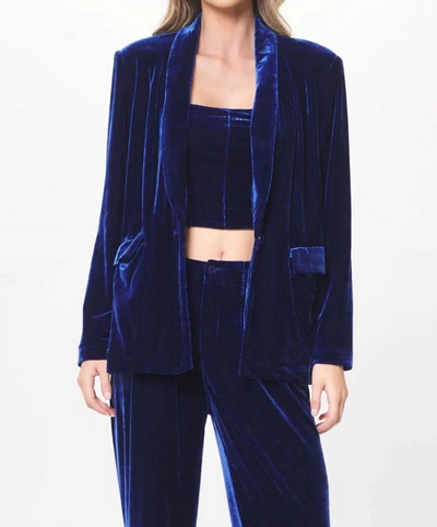 Vintage Havana Oversized Velvet Blazer In Blue In Blue