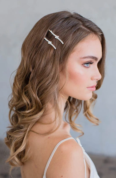 Shop Brides And Hairpins Etta Set Of 2 Crystal Hair Clips In Gold