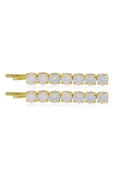 Shop Brides And Hairpins Ayla Set Of 2 Opal Hair Clips In Gold
