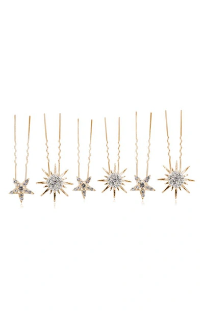 Shop Brides And Hairpins Nexus Set Of 6 Crystal Hair Pins In Gold