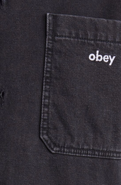 Shop Obey Denim Painters Jacket In Faded Black