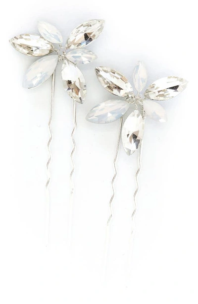 Shop Brides And Hairpins Chrysa Set Of 2 Hair Pins In Silver