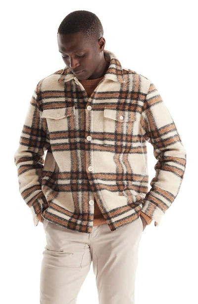 Shop Soft Cloth Melrose Check Shirt Jacket In Natural Mix