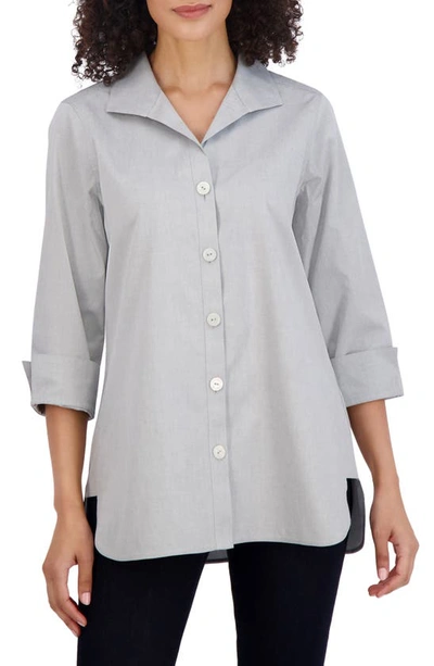 Shop Foxcroft Pandora Non-iron Cotton Shirt In Silver