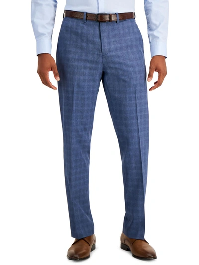 Shop Perry Ellis Portfolio Mens Woven Plaid Dress Pants In Blue