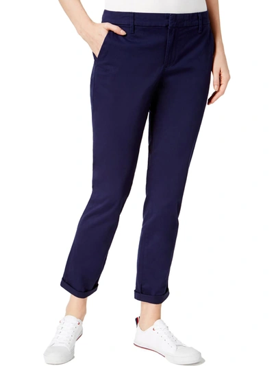Shop Tommy Hilfiger Hampton Womens Slim Fit Low-rise Chino Pants In Blue