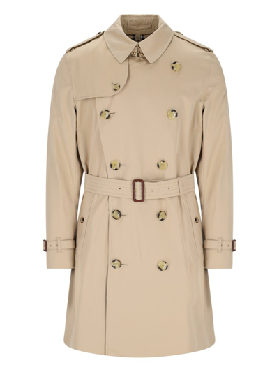 Shop Burberry Belted Double In Beige