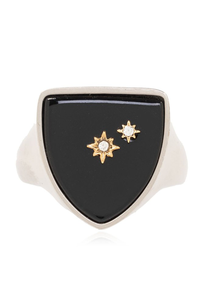 Shop Maison Margiela Star Detailed Signet Ring In Silver